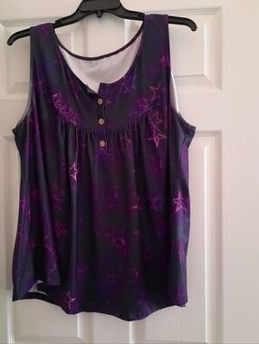 Purple Star-Print Sleeveless Tank Top